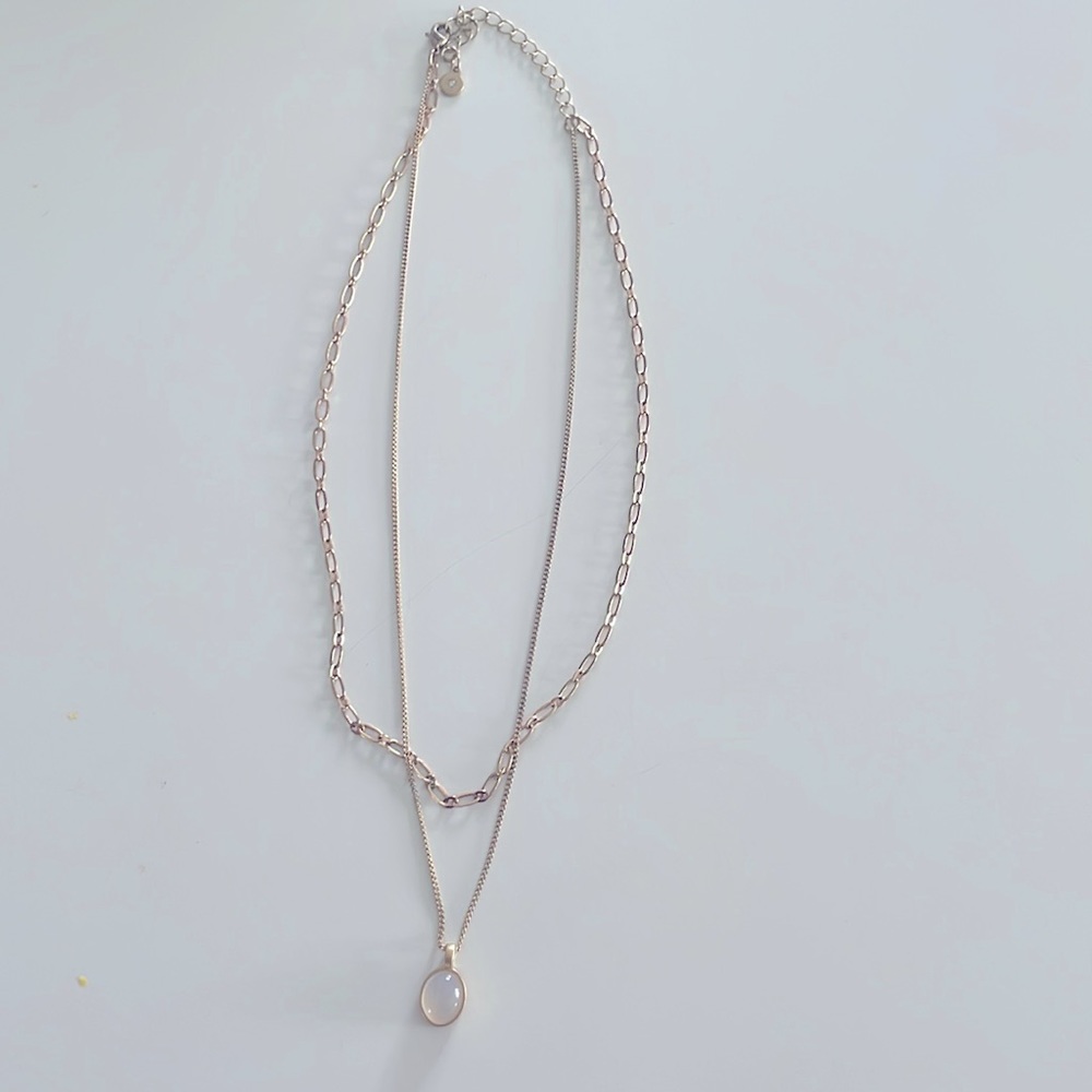 Double layered chain link and pendant necklace